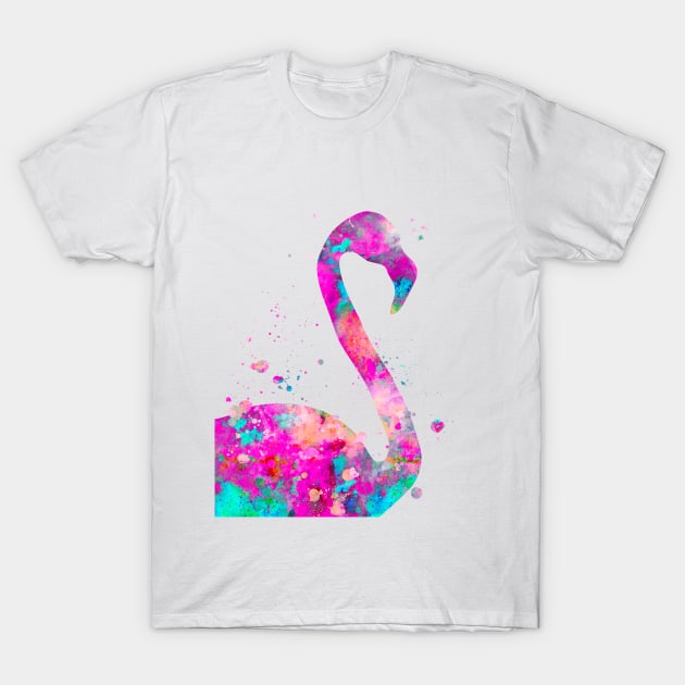 Flamingo Watercolor Portrait T-Shirt by Miao Miao Design